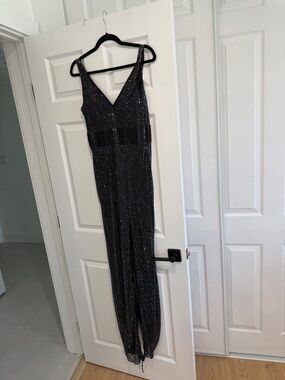 Mac Duggal Black Sequin Maxi Evening Dress